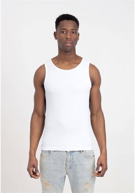 White ribbed men's sleeveless t-shirt IM BRIAN | CN2903002